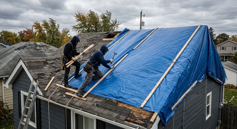 Storm Damage Roof Tarping in Waterbury, CT